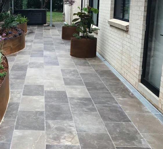 Pavimentadoras com aparência de granito Pavimentação em cubos de granito